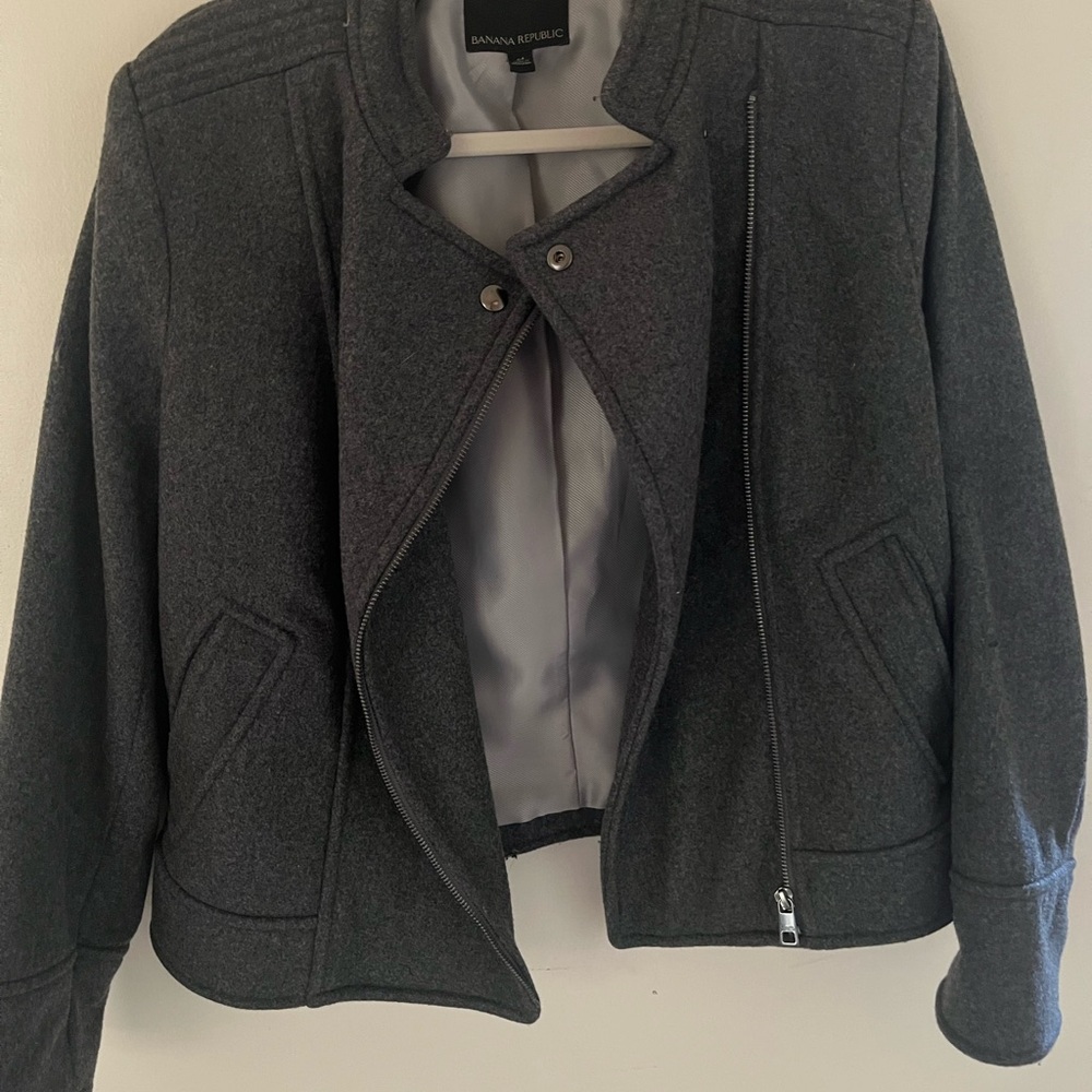 Banana Republic Gray Bomber Jacket with Tailored Fit